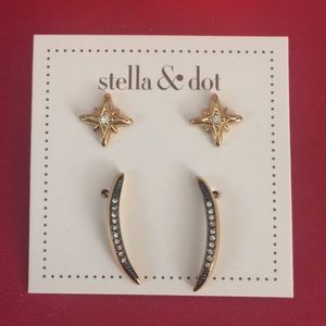 Stella & Dot Moon and Stars Stud Pack Earrings